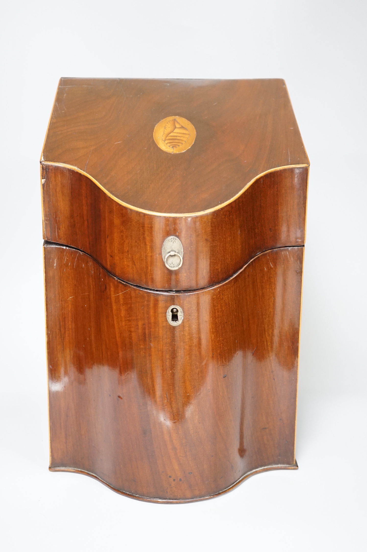 A 19th century inlaid mahogany knife box